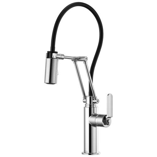 Articulating Faucet with Industrial Handle in Chrome Finish