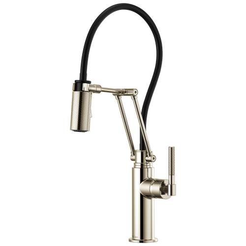 Articulating Faucet with Knurled Handle in Polished Nickel Finish