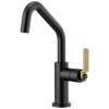 Bar Faucet with Angled Spout and Industrial Handle in Matte Black/Luxe Gold Finish