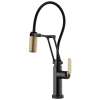 SmartTouch Articulating Faucet with Industrial Handle in Matte Black/Luxe Gold Finish