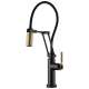 SmartTouch Articulating Faucet with Knurled Handle in Matte Black/Luxe Gold Finish
