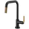 SmartTouch Pull-Down Faucet with Square Spout and Industrial Handle in Matte Black/Luxe Gold Finish