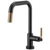 SmartTouch Pull-Down Faucet with Square Spout and Knurled Handle in Matte Black/Luxe Gold Finish