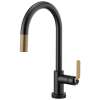 SmartTouch Pull-Down Faucet with Arc Spout and Industrial Handle in Matte Black/Luxe Gold Finish
