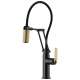 Articulating Faucet with Industrial Handle in Matte Black/Luxe Gold Finish