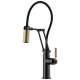 Articulating Faucet with Knurled Handle in Matte Black/Luxe Gold Finish