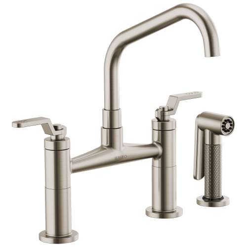 Litze Bridge Faucet With Angled Spout And Industrial Handle