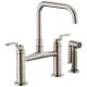 Bridge Faucet with Square Spout and Industrial Handle in Stainless Finish