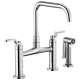 Bridge Faucet with Square Spout and Industrial Handle in Chrome Finish