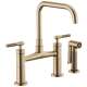 Bridge Faucet with Square Spout and Knurled Handle in Luxe Gold Finish