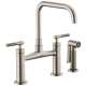 Bridge Faucet with Square Spout and Knurled Handle in Stainless Finish