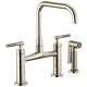 Bridge Faucet with Square Spout and Knurled Handle in Polished Nickel Finish