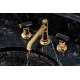 Invari HK5376-PGBC Black Crystal Knob Widespread Handle Kit in Polished Gold