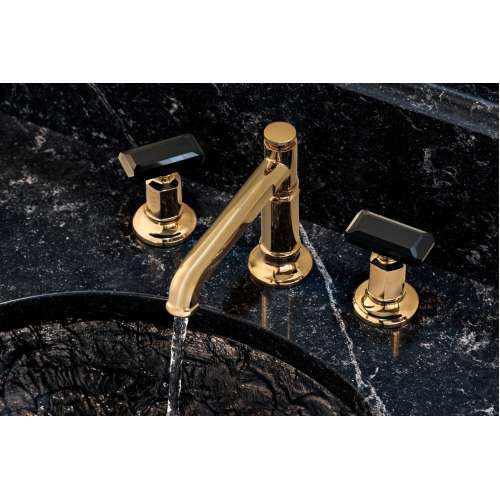 Invari HK5376-PCBC Black Crystal Knob Widespread Handle Kit in Polished Chrome