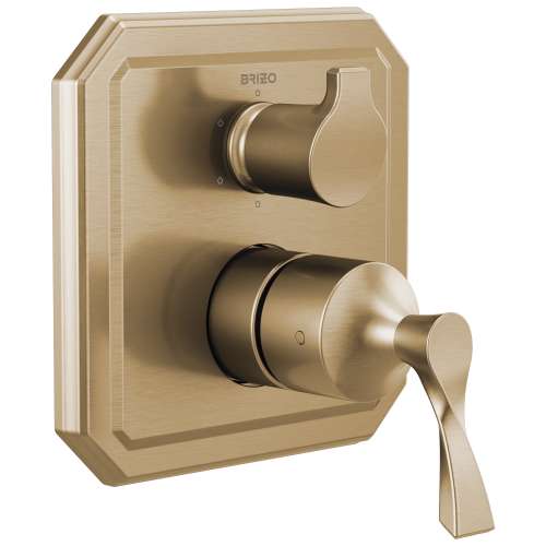 Pressure Balance Valve with Integrated 6-Function Diverter Trim in Luxe Gold