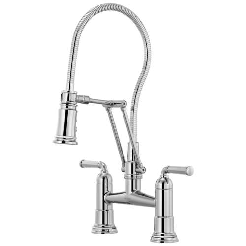 1.8 GPM Articulating Bridge Faucet with Finished Hose in Polished Chrome Finish