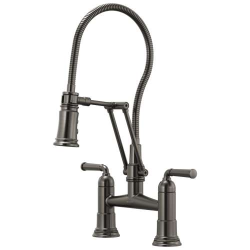 1.8 GPM Articulating Bridge Faucet with Finished Hose in Luxe Steel Finish