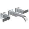 65880LF Wall Mount Bathroom Faucet with Lever Handles and Solar Gray Glass Accents in Polished Chrome