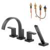 Roman Tub Trim Kit With Handles and Hand Shower in Matte Black
