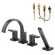 Roman Tub Trim Kit With Handles and Hand Shower in Matte Black
