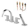 Siderna KT67480-HL680-R-PC Roman Tub Trim Kit With Handles and Hand Shower in Polished Chrome
