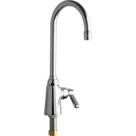 Deck-Mounted Single-Hole Manual Ecast Sink Faucet with Lever Handle in Polished Chrome