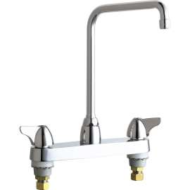 Hot and Cold Water High Arch Kitchen Sink Faucet with Wing Handles in Polished Chrome