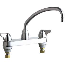 Hot and Cold Water Low Arch Kitchen Sink Faucet with Wing Handles in Polished Chrome