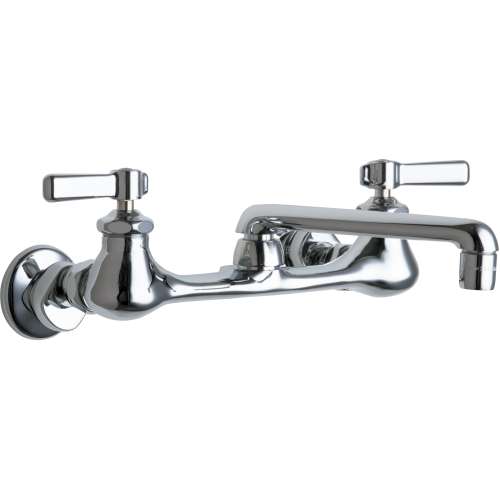 540-LDE35ABCP Wall Mounted Manual ECAST Sink Faucet with Adjustable Centers, Less Dish, Softflo Aerator with Adapter in Polished Chrome