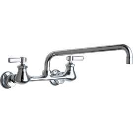 540-LDL12E35ABCP Wall Mounted Manual ECAST Sink Faucet with Adjustable Centers, Less Dish, L12 Swing Spout Projection, Softflo Aerator with Adapter in Polished Chrome