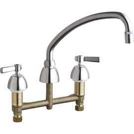 Low Arch Hot and Cold Water Kitchen Sink Faucet with Lever Handles in Polished Chrome