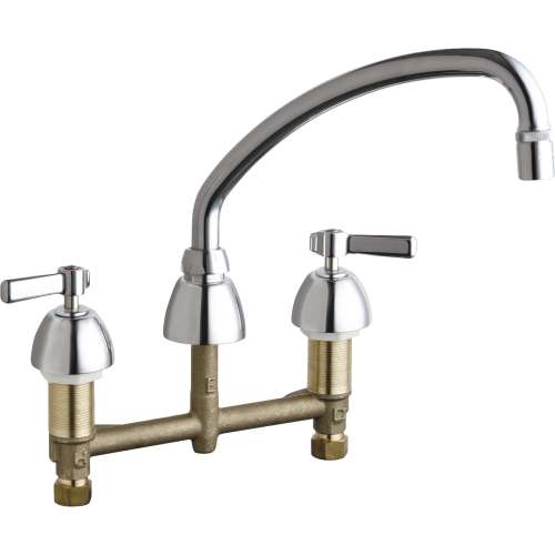 Low Arch Hot and Cold Water Kitchen Sink Faucet with Lever Handles in Polished Chrome