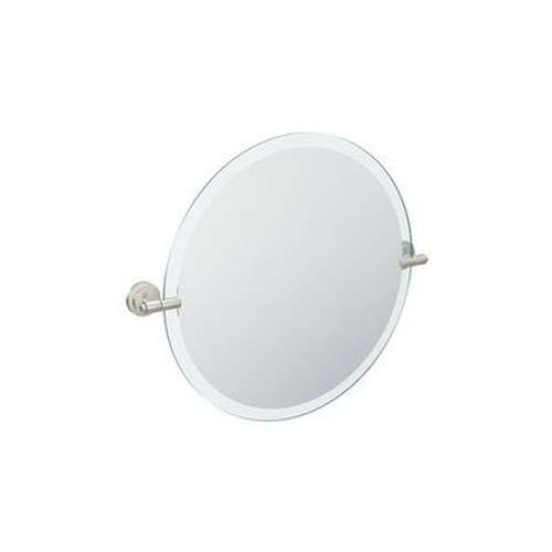 22in Tall Tilting Round Mirror in Brushed Nickel