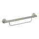 24in x 1in Grab Bar with Integrated Towel Bar in Brushed Nickel