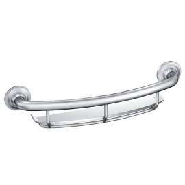 16in x 1in Grab Bar with Integrated Shelf in Chrome