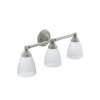 3 Light Bathroom Vanity Light with Frosted Shades in Brushed Nickel