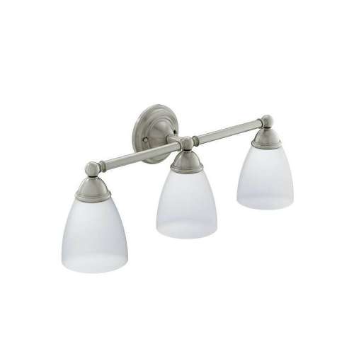 3 Light Bathroom Vanity Light with Frosted Shades in Brushed Nickel
