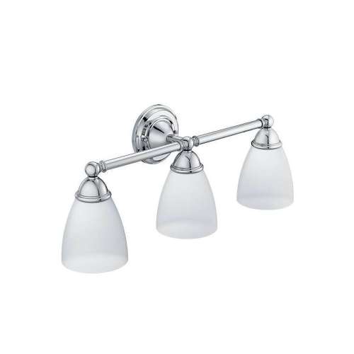 3 Light Bathroom Vanity Light with Frosted Shades in Chrome