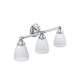 3 Light Bathroom Vanity Light with Frosted Shades in Chrome