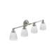 4 Light Bathroom Vanity Light with Frosted Shades in Brushed Nickel