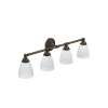 4 Light Bathroom Vanity Light with Frosted Shades in Oil Rubbed Bronze