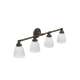 4 Light Bathroom Vanity Light with Frosted Shades in Oil Rubbed Bronze