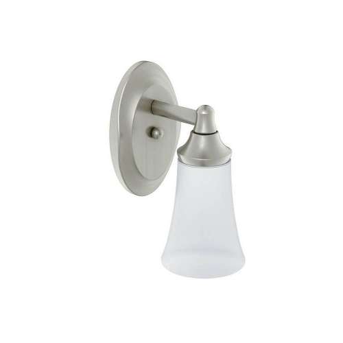 Single Light Bathroom Sconce with Frosted Shade in Brushed Nickel