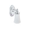 Single Light Bathroom Sconce with Frosted Shade in Chrome