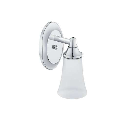Single Light Bathroom Sconce with Frosted Shade in Chrome