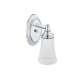Single Light Bathroom Sconce with Frosted Shade in Chrome