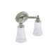 2 Light Bathroom Sconce with Frosted Shades in Brushed Nickel