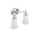 2 Light Bathroom Sconce with Frosted Shades in Chrome