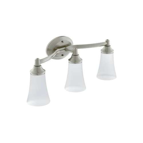 3 Light Bathroom Sconce with Frosted Shades in Brushed Nickel