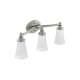 3 Light Bathroom Sconce with Frosted Shades in Brushed Nickel